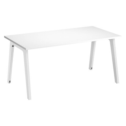 Mesa recta Eden Arco blanca An 160 cm con canaleta patas blancas