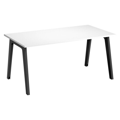 Mesa recta Eden Arco blanca An 160 cm con canaleta patas antracitas