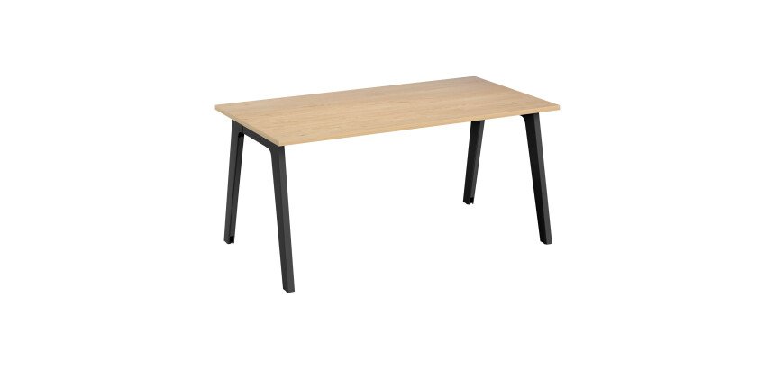 Bureau droit individuel chêne clair 160 x 80 cm, piétement métal Exprim