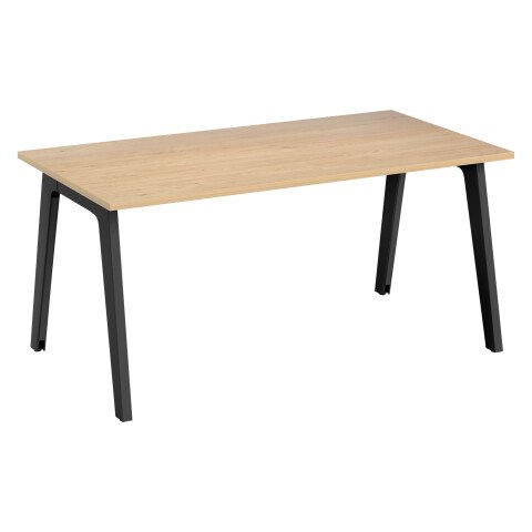 Mesa recta Eden Arco roble claro An 160 cm con canaleta patas antracitas