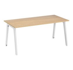 Mesa recta Eden Arco An 180 cm roble patas metal blancas