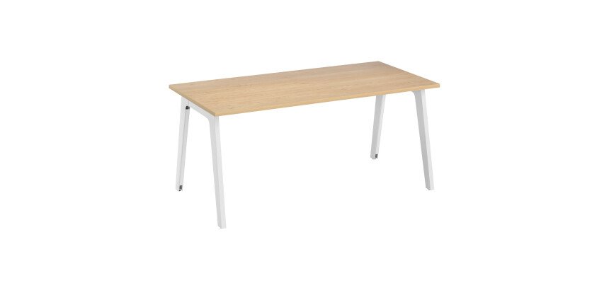 Bureau droit individuel chêne clair 180 x 80 cm, piétement métal Exprim
