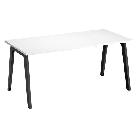 Mesa recta Eden Arco blanca An 180 cm con canaleta patas antracitas