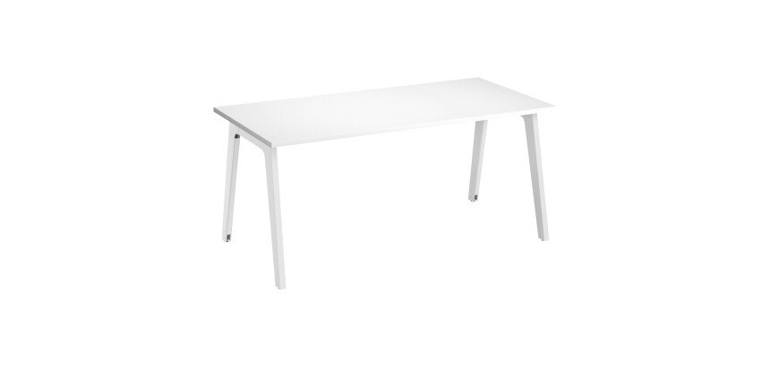 Bureau droit individuel blanc 180 x 80 cm, piétement métal Exprim