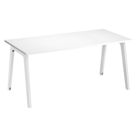 Mesa recta Eden Arco blanca An 180 cm con canaleta patas blancas