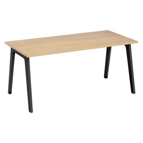 Mesa recta Eden Arco roble claro An 180 cm con canaleta patas antracitas