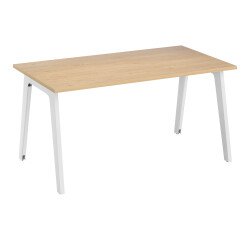 Mesa recta Eden Arco An 140 cm roble patas metal blancas