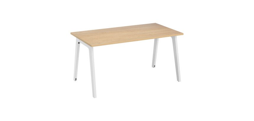 Bureau droit individuel chêne clair 140 x 80 cm, piétement métal Exprim