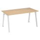 Bureau droit individuel chêne clair 140 x 80 cm, piétement métal Exprim