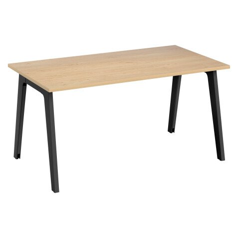 Bureau droit Eden Arche chêne clair L 140 cm avec goulotte