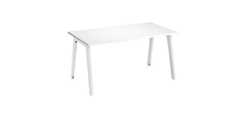 Bureau droit individuel blanc 140 x 80 cm, piétement métal Exprim