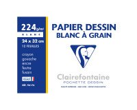 Sleeve 12 sheets of drawing-paper white A4+ Clairefontaine grained 224 g