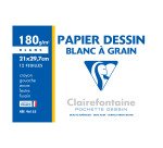Pochette 12 feuilles papier dessin blanc A4 Clairefontaine à grain 180 g