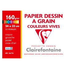 Hülle 12 Blatt Zeichenpapier lebendige Farben A4+ Clairefontaine 160 g