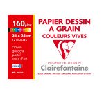 Pochette 12 feuilles papier dessin Etival Color couleurs vives A4+ Clairefontaine à grain 160 g