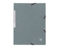 Map met elastieken en 3 kleppen uit karton Bruneau 24 x 32 cm rug 2 cm grijs