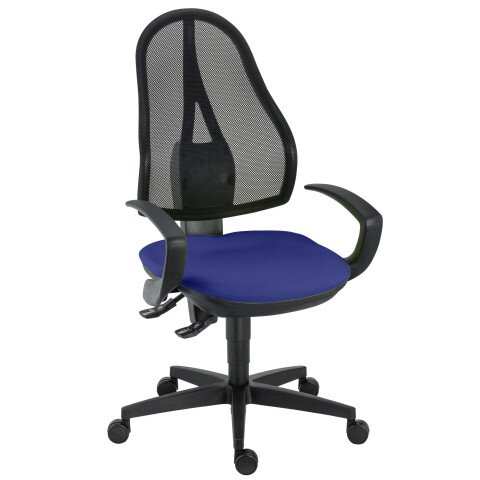 Silla de oficina Holly azul contacto permanente con reposabrazos fijos
