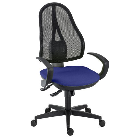 Silla de oficina Holly sincronizado azul con reposabrazos fijos