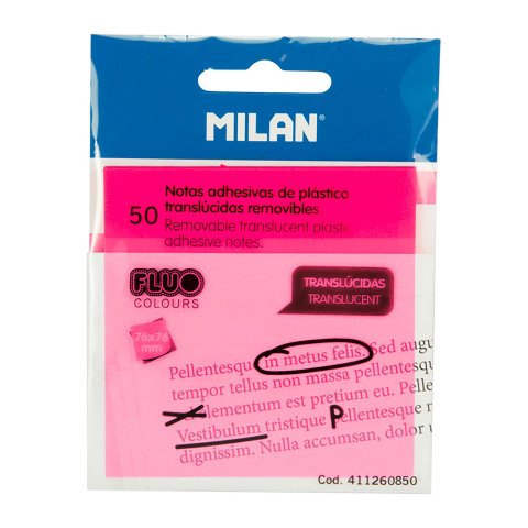 Notas adhesivas transparentes MILAN Rosa 76 x 76 mm - Bloc de 50