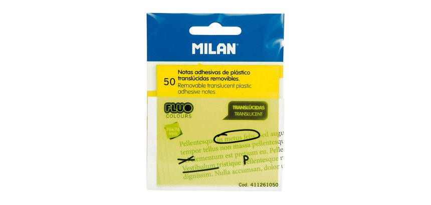 Notas adhesivas transparentes 76 x 76 mm MILAN - Bloc de 50