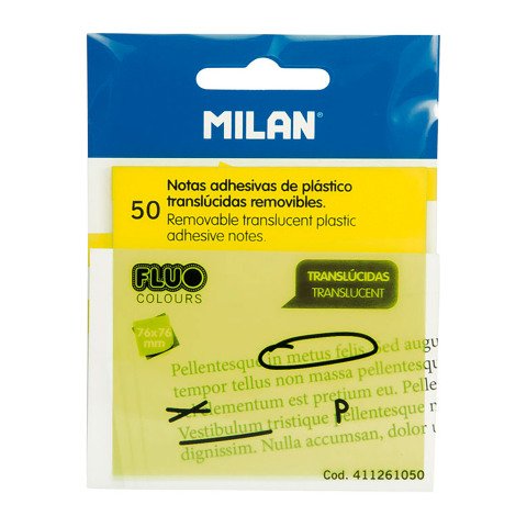 Notas adhesivas transparentes MILAN Amarillo 76 x 76 mm - Bloc de 50