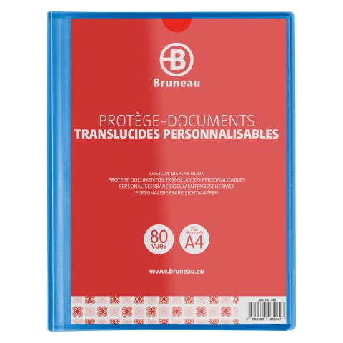 Protegedocumentos personalizable de polipropileno Bruneau A4 40 fundas Azul