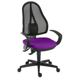 Chaise de bureau Holly tissu et maille - Dossier haut - avec ou sans accoudoirs - Mécanisme Synchrone - Contact permanent - Pied noir