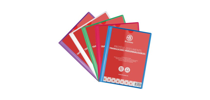 Pack 7 Protège-documents Bruneau polypropylène translucide personnalisable A4 40 pochettes + 3 offerts
