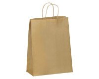 Bolsa de tienda Eco kraft marrón con asas rizadas 28 x 22 x 10 - Caja de 250