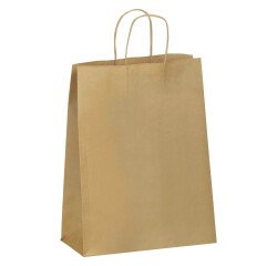 Bolsa de tienda Eco kraft marrón con asas rizadas 28 x 22 x 10 - Caja de 250