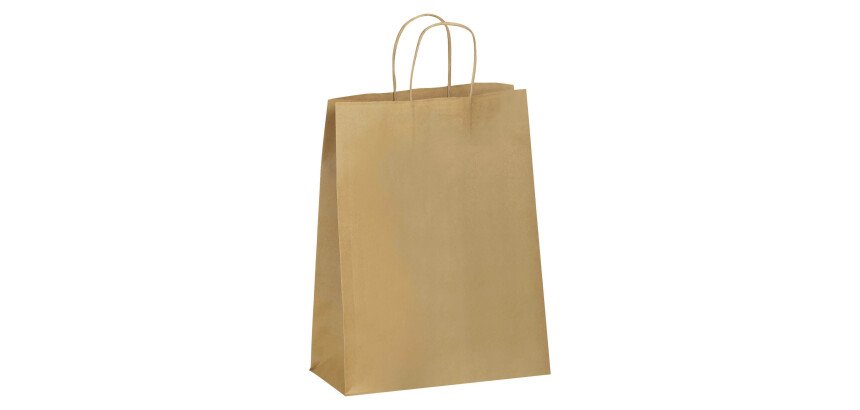 Sacs ECO kraft brun poignées torsadées 28 x 22 x 10 cm - Carton de 250