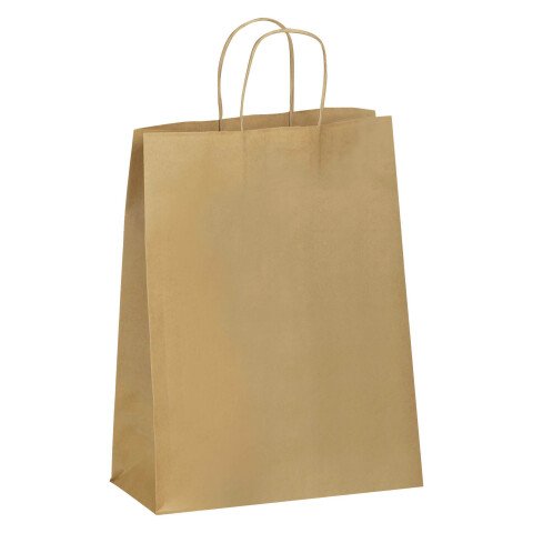 Bolsa de tienda Eco kraft marrón con asas rizadas 28 x 22 x 10 - Caja de 250