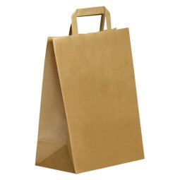 Einkaufstaschen ECO braunes Kraftpapier mit flachen Handgriffen 31 x 26 x  14 cm - Pack von 250