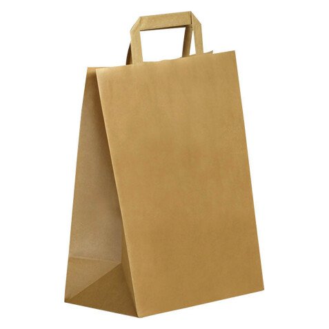 Winkelzak ECO kraft met platte handvatten 31 x 26 x 14 cm - Karton van 250