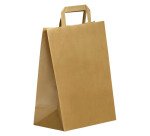Sacs ECO kraft brun poignées plates 31 x 26 x 14 cm - Carton de 250