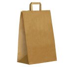 Sacs ECO kraft brun poignées plates 38 x 32 x 17 cm - Carton de 250