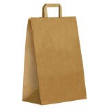 Sacs ECO kraft brun poignées plates 38 x 32 x 17 cm - Carton de 250