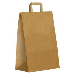 Sacs ECO kraft brun poignées plates 38 x 32 x 17 cm - Carton de 250