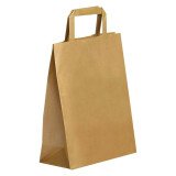 Winkelzak ECO kraft met platte handvatten 28 x 22 x 10 cm - Karton van 250