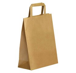 Bolsa de tienda Eco kraft marrón con asas planas 28 x 22 x 10 - Caja de 250
