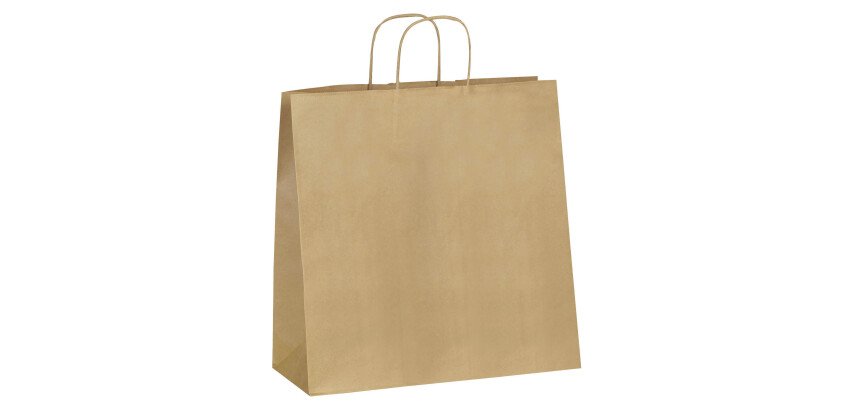 Bolsa de tienda Eco kraft marrón con asas rizadas 40 x 35 x 14 - Caja de 200