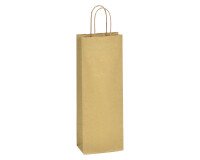 Bolsa de botella Eco kraft marrón con asas rizadas 39 x 14 x 8 - Caja de 200
