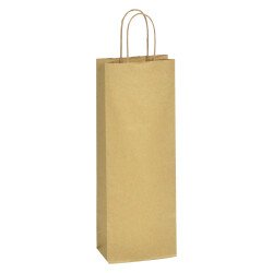 Sacs bouteilles ECO kraft brun poignées torsadées 39 x 14 x 8 cm - Carton de 200