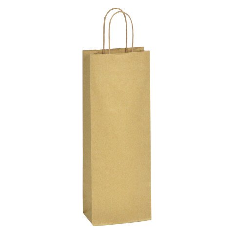 Bolsa de botella Eco kraft marrón con asas rizadas 39 x 14 x 8 - Caja de 200