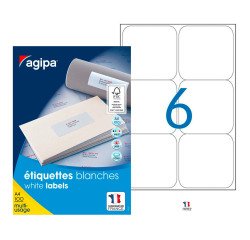 Etiquette adresse jet d'encre et laser 99,1 x 93,1 mm Agipa 118988 blanche - Boîte de 600