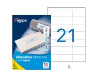 Etiquette adresse jet d'encre et laser 70 x 42 mm Agipa 119009 blanche - Boîte de 2100