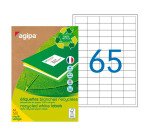 Etiquette adresse jet d'encre et laser recyclée 38 x 21,2 mm Agipa 101185 blanche - Boîte de 6500