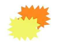 Etiqueta de cartón con forma de explosión amarilla/naranja 160 x 120 mm Apli - Caja de 50