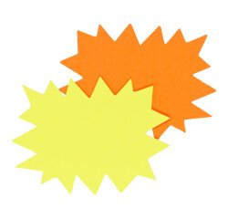 Etiqueta de cartón con forma de explosión amarilla/naranja 160 x 120 mm Apli - Caja de 50