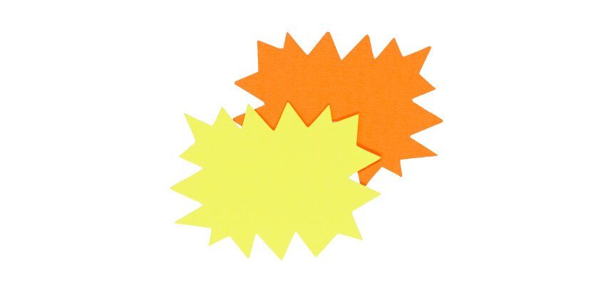 Etiquettes carton forme éclatée jaune/orange 160 x 120 mm Apli - Boîte de 50